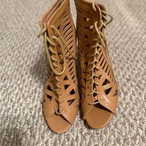 Rue21 Tan Lace-Up Heeled Sandals